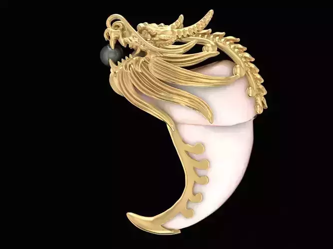 Asian Dragon Holding Pearl Pendant  3077