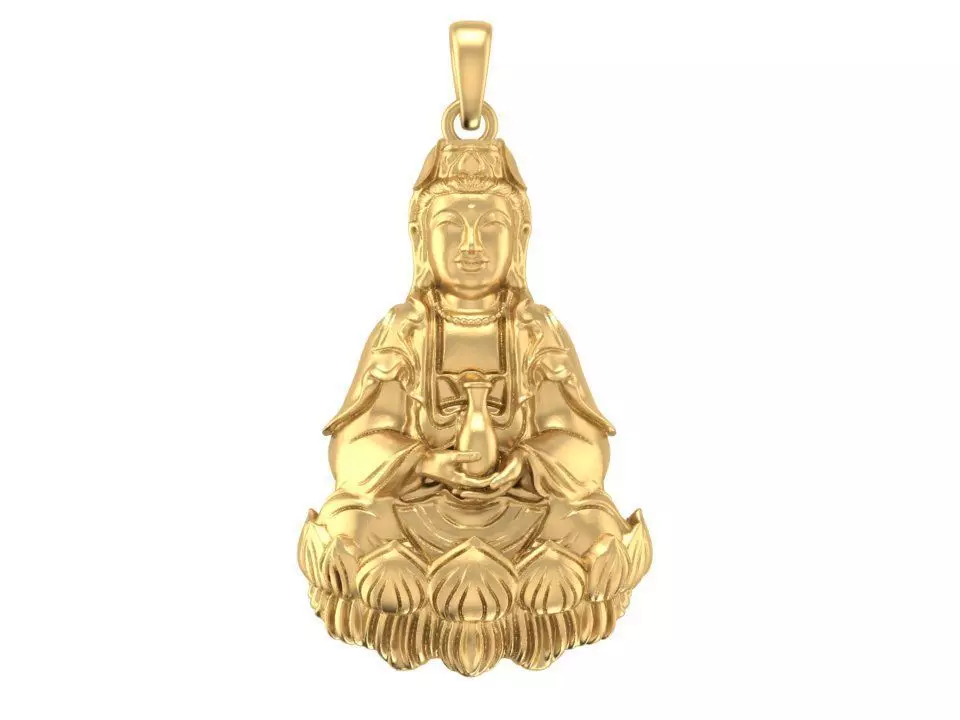 Buddha Guanyin Lotus Pendant for Jewelry 3079 3D print model