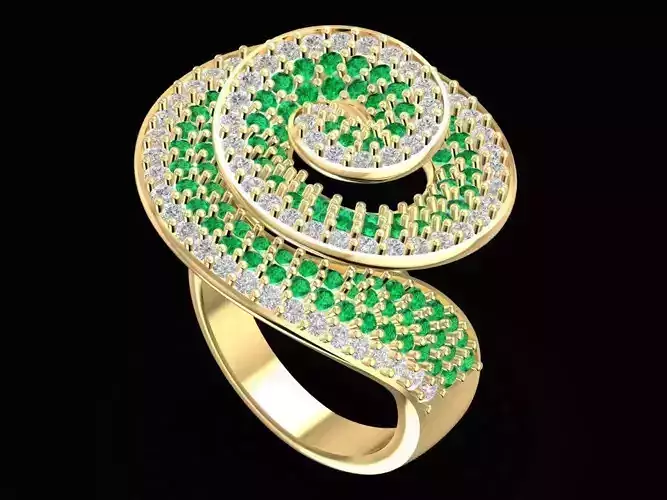 Luxury Spiral Gemstone Ring for Women 3080