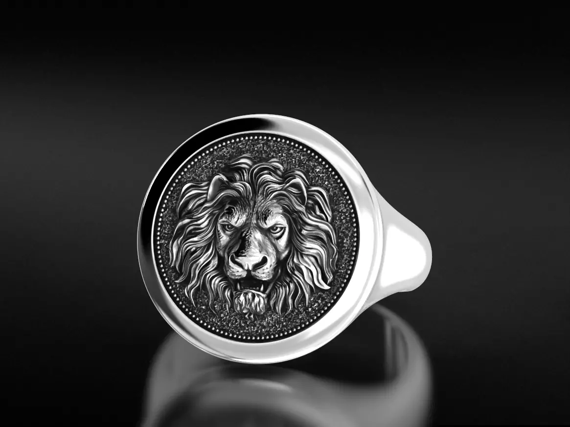 Mens ring with a lion 649 3D print model
