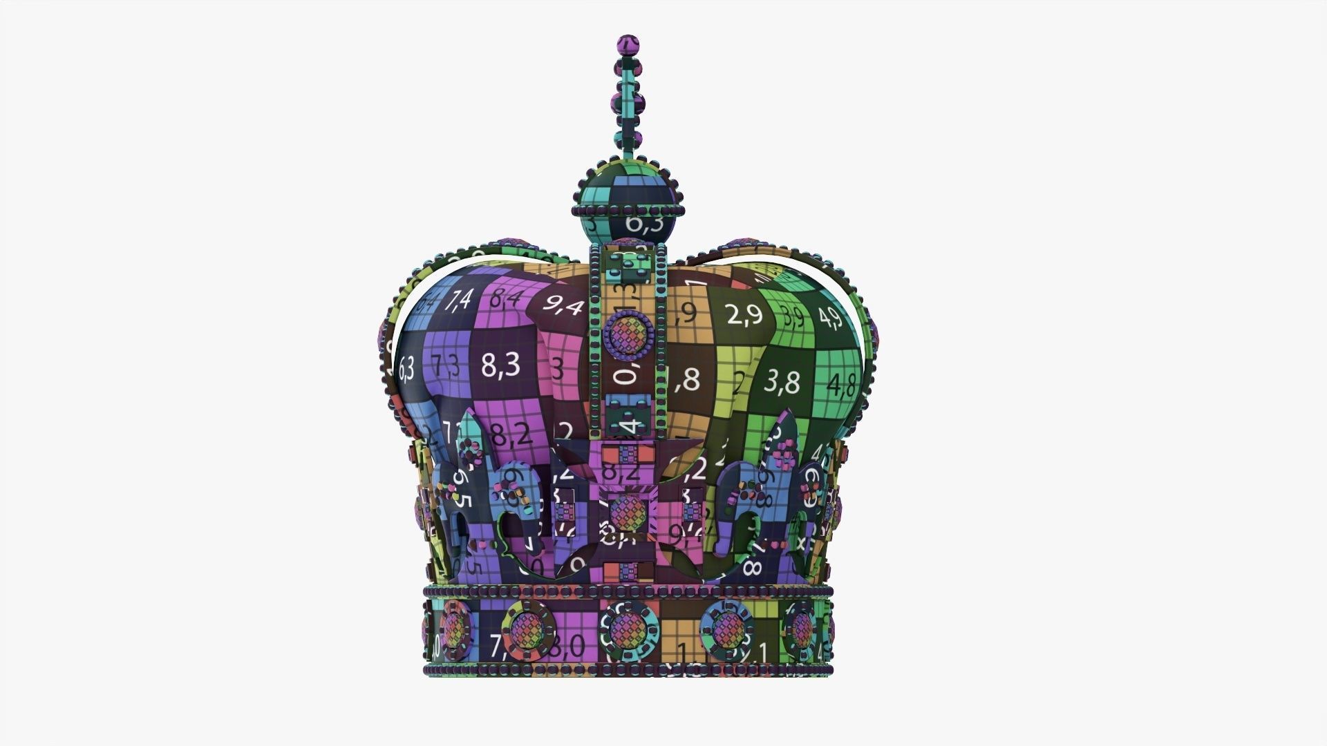 Royal crown with gems and velvet 01 3D model_16
