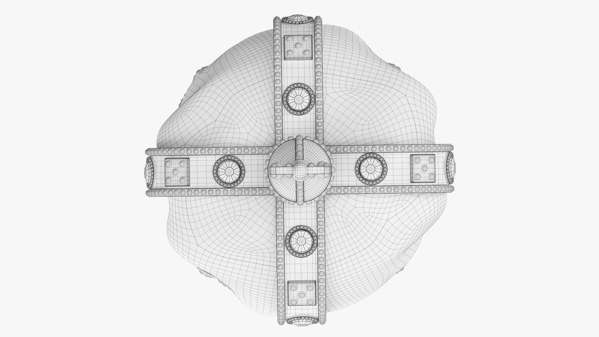 Royal crown with gems and velvet 01 3D model_11