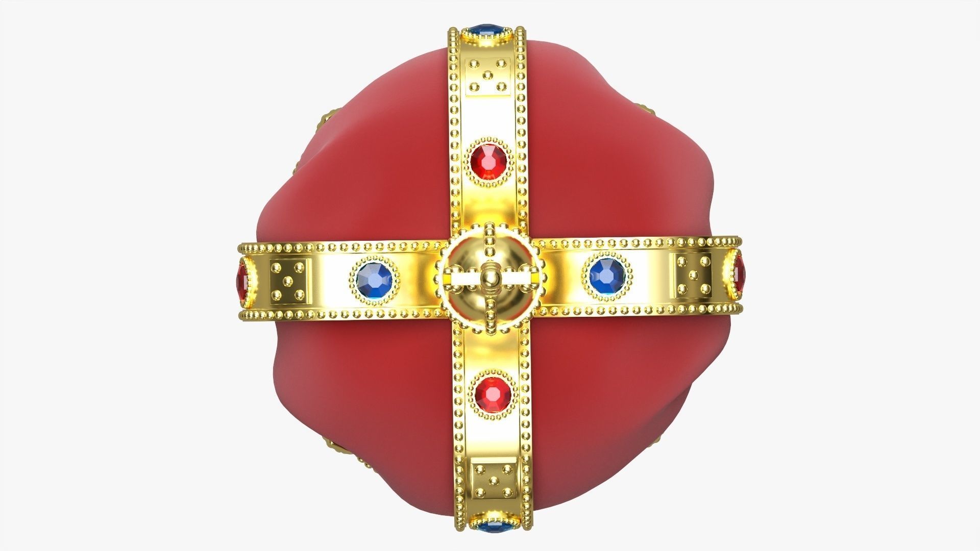 Royal crown with gems and velvet 01 3D model_5