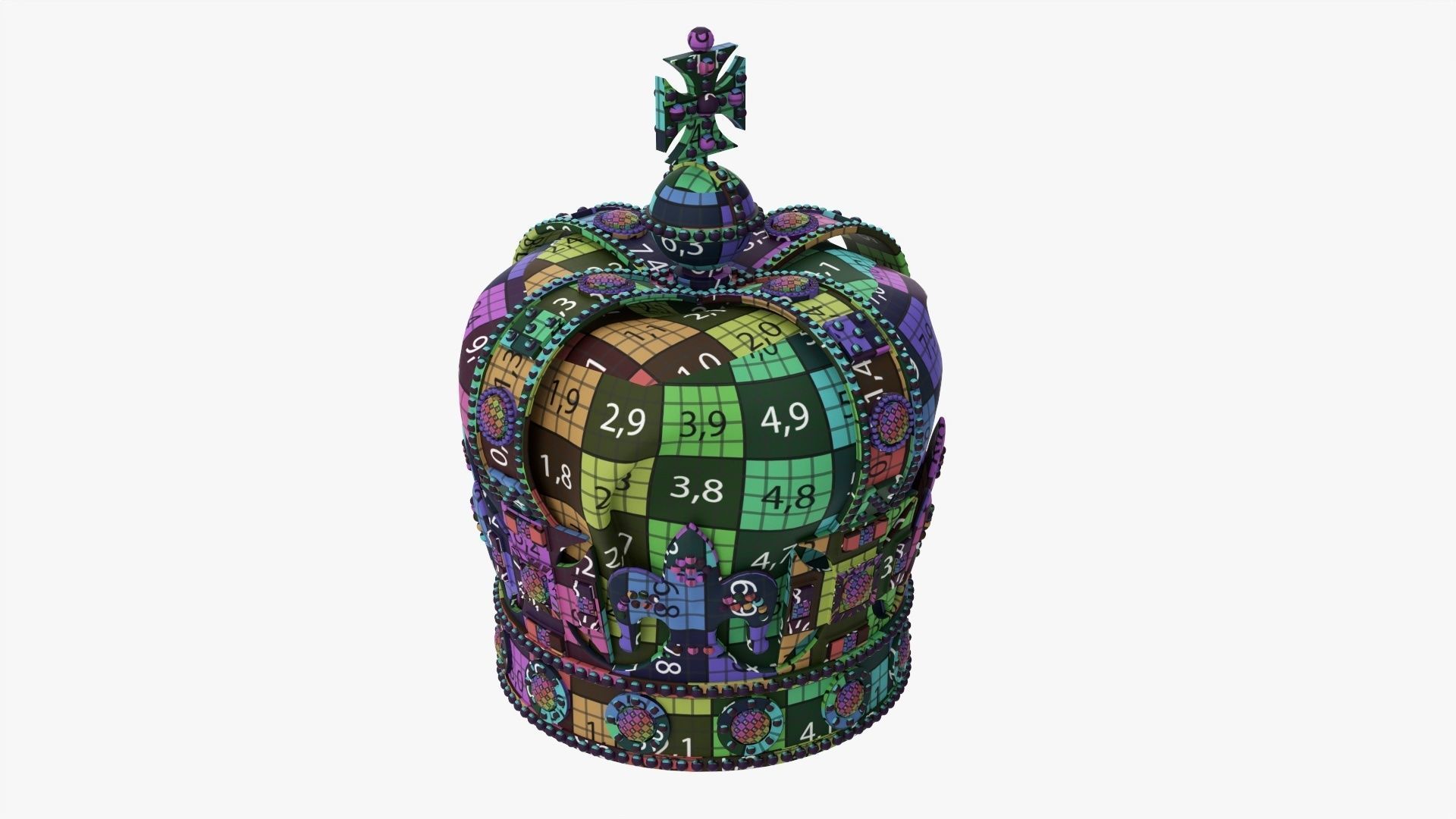 Royal crown with gems and velvet 01 3D model_13