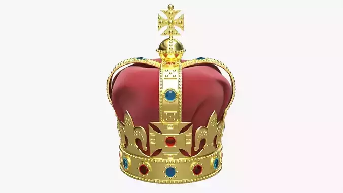 Royal crown with gems and velvet 01