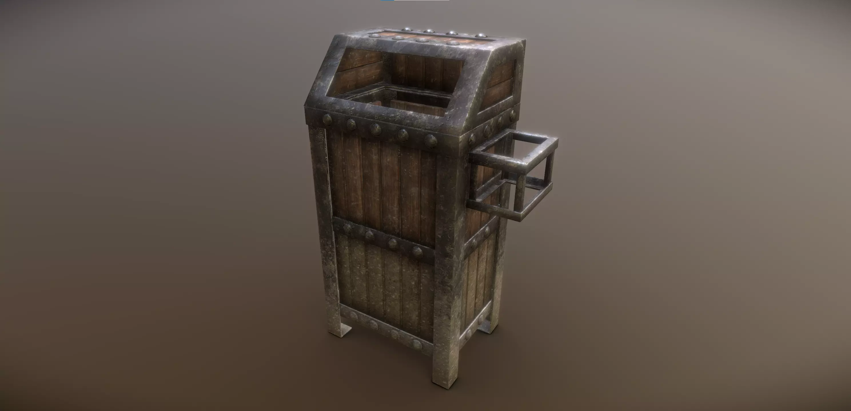 Desert Trash Bin Low-poly 3D model_0