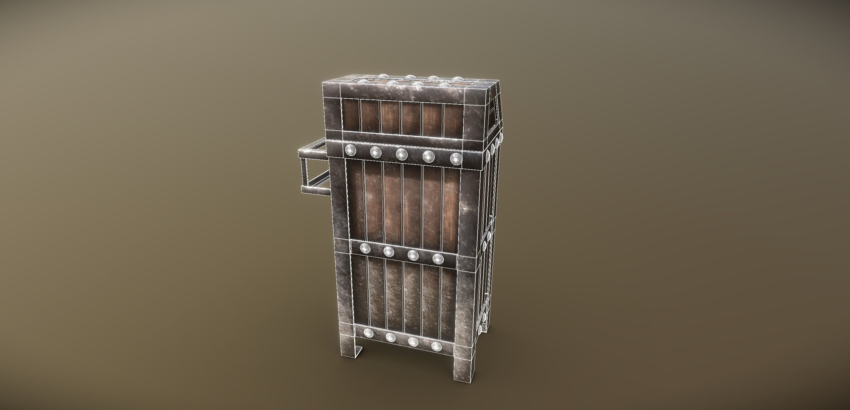 Desert Trash Bin Low-poly 3D model_5