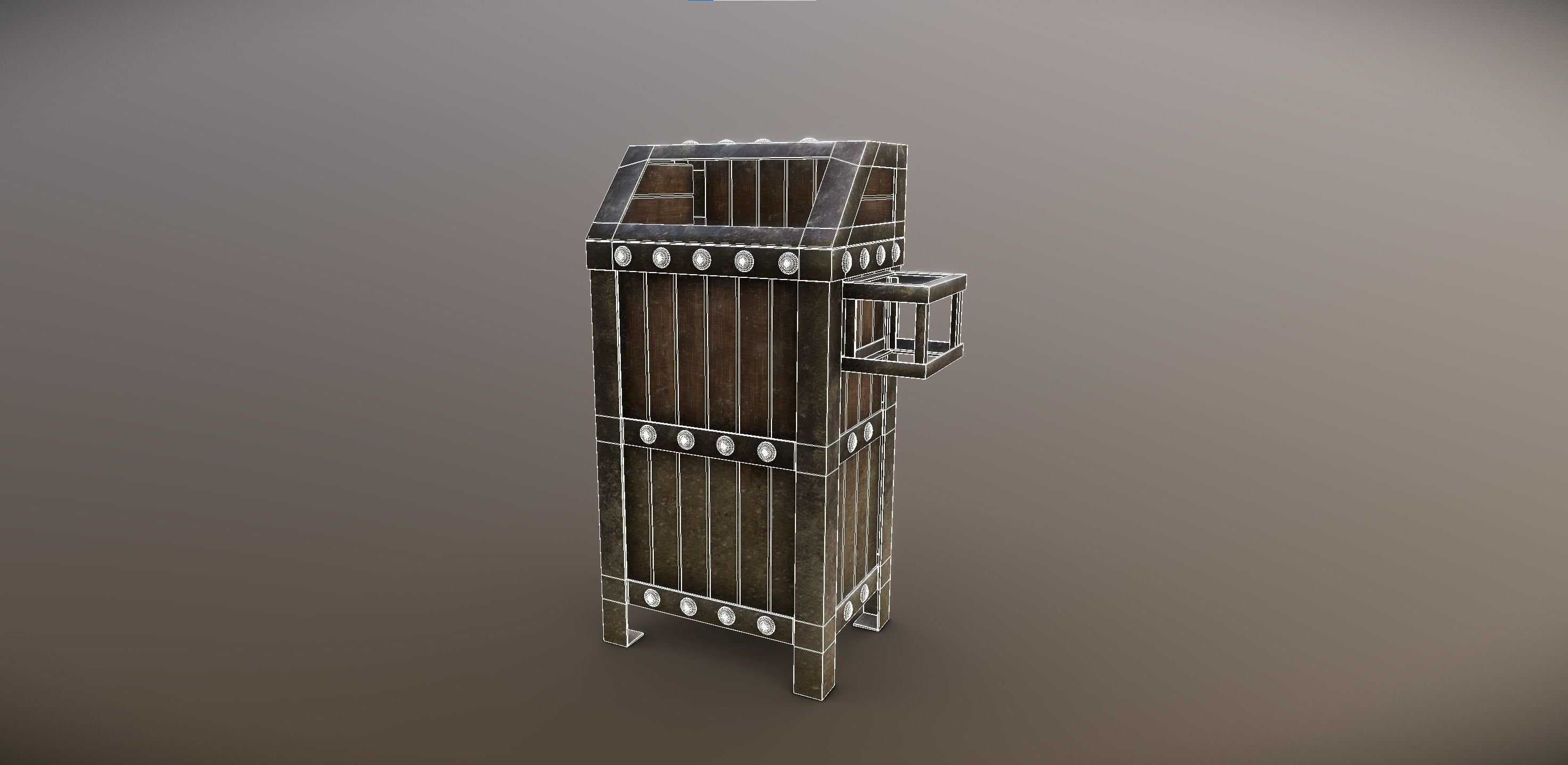 Desert Trash Bin Low-poly 3D model_4