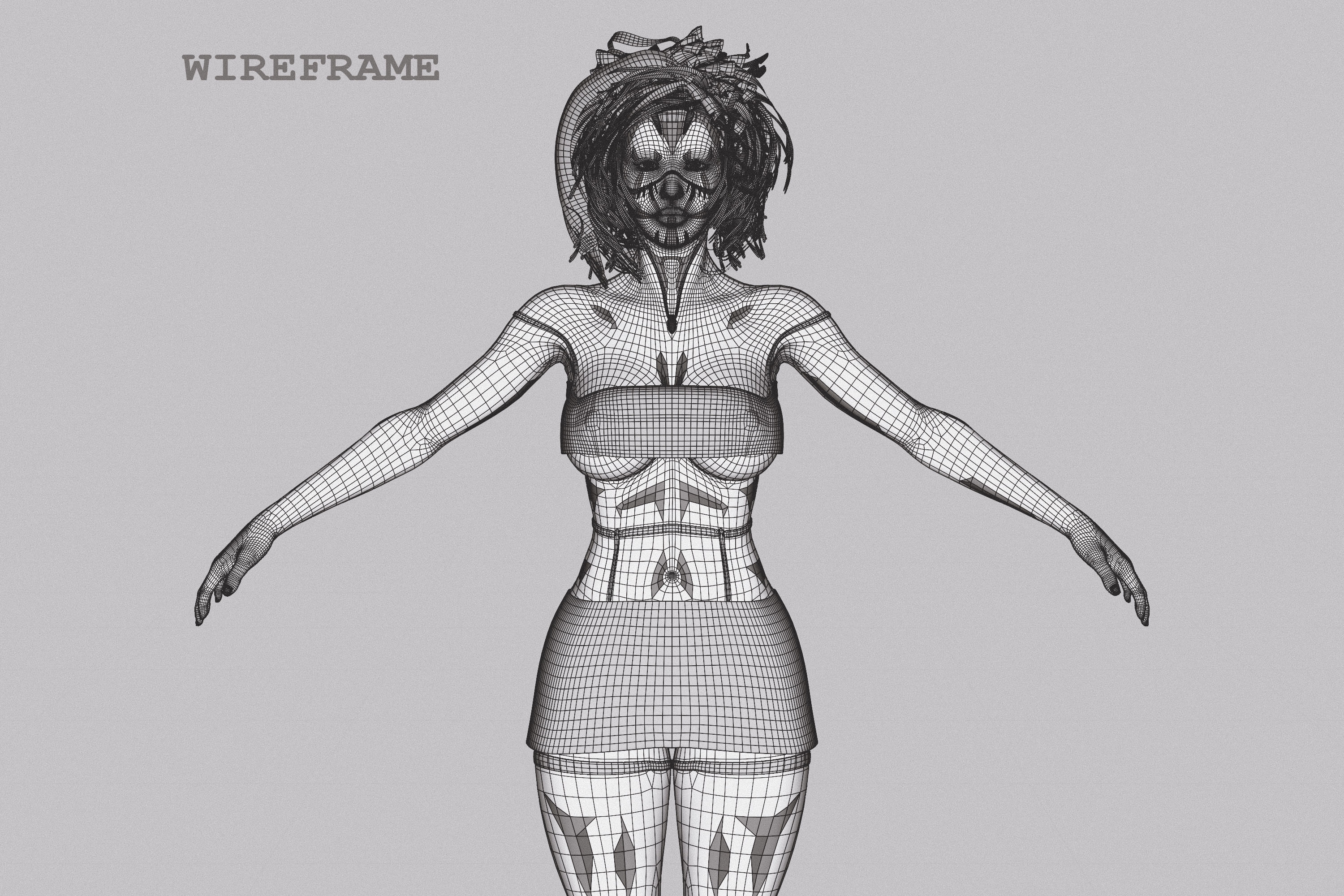 Native Indigenous Woman - Fully Rigged PBR 3D model_14