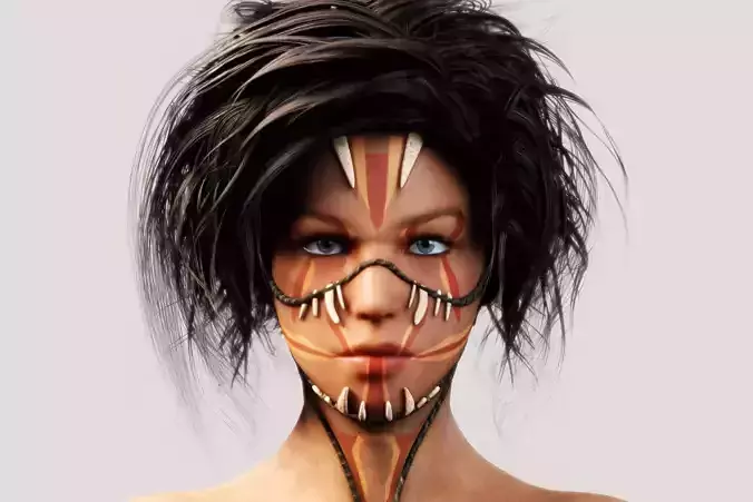 Native Indigenous Woman - Fully Rigged PBR 3D model