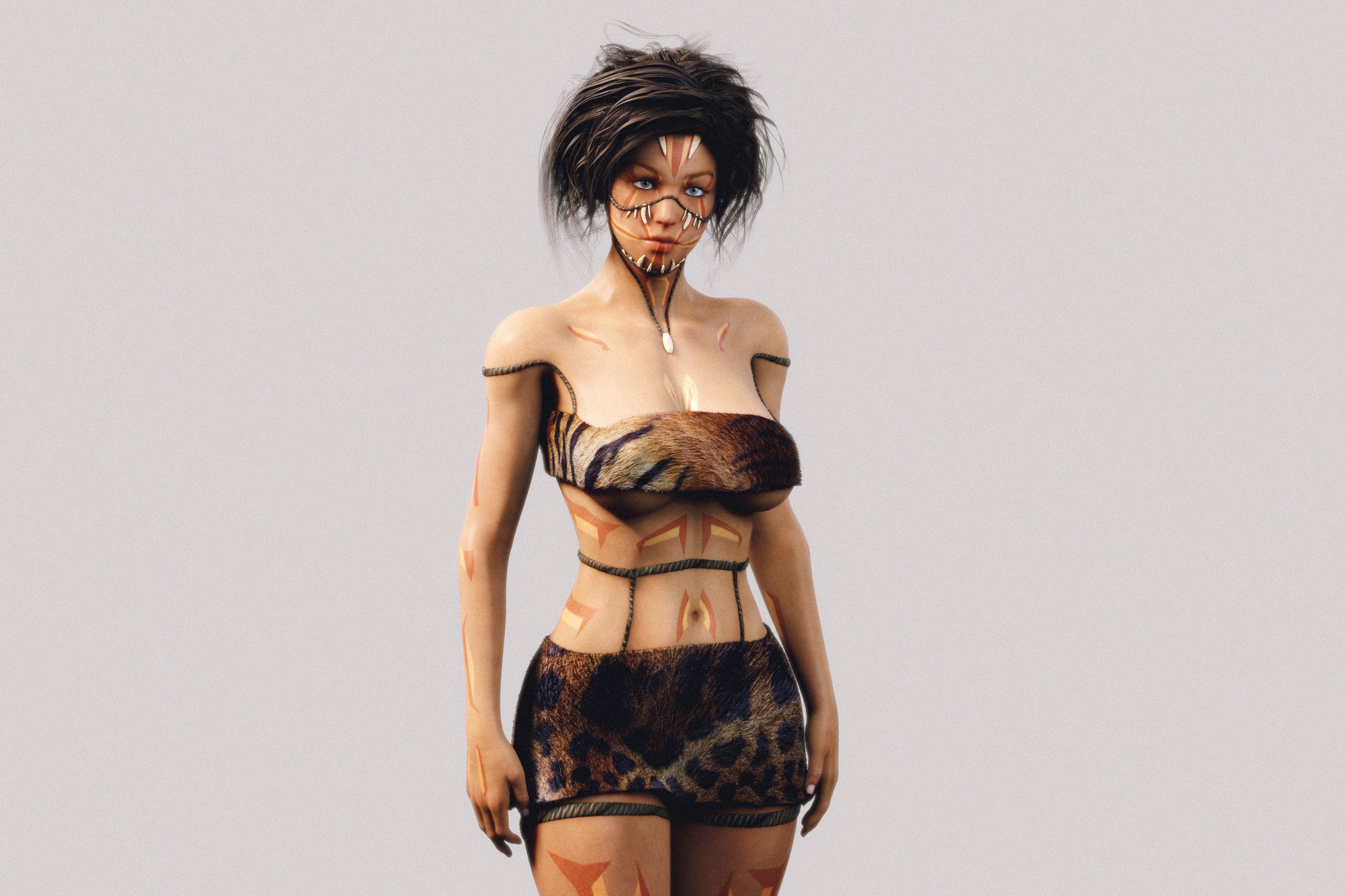 Native Indigenous Woman - Fully Rigged PBR 3D model_17