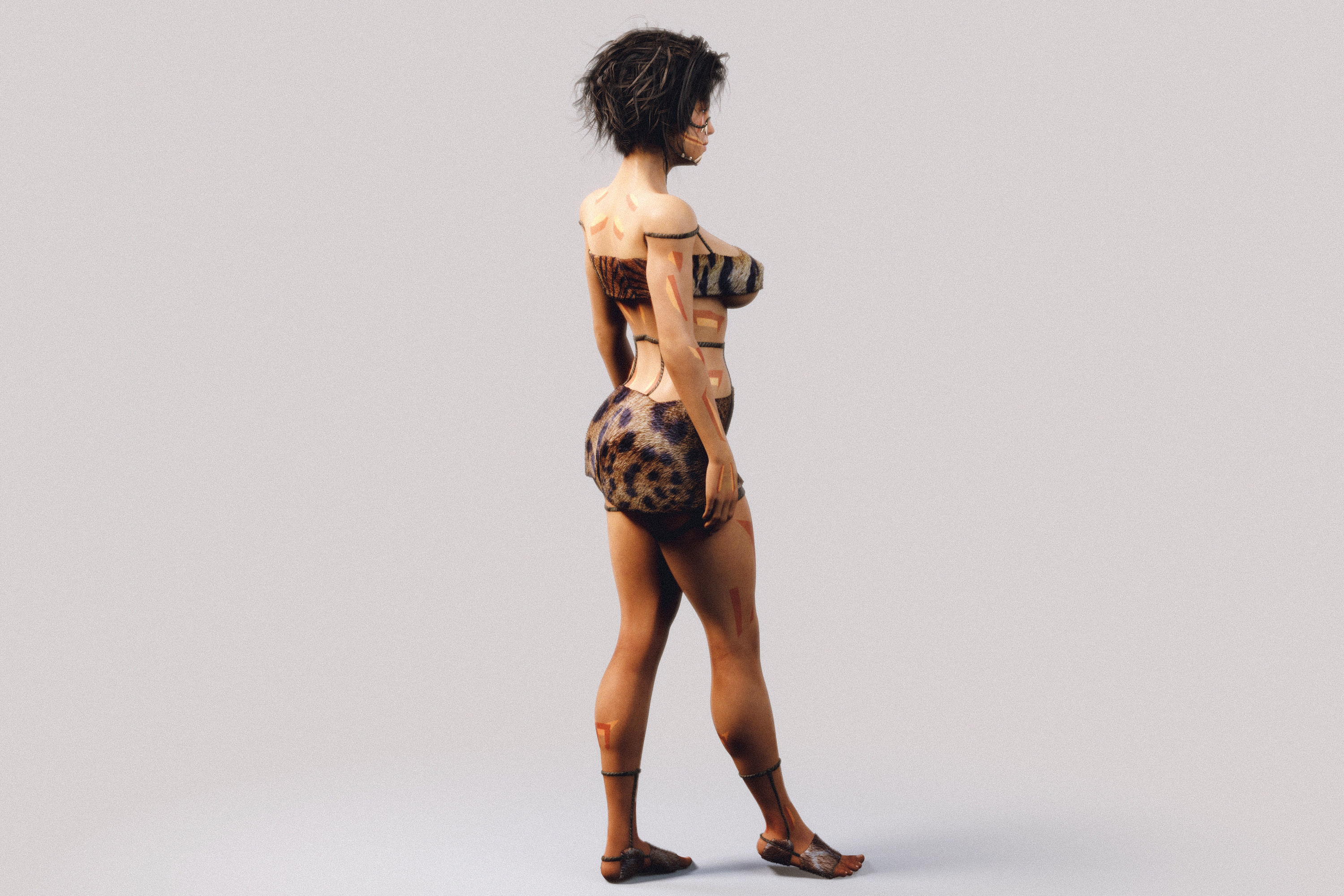 Native Indigenous Woman - Fully Rigged PBR 3D model_3