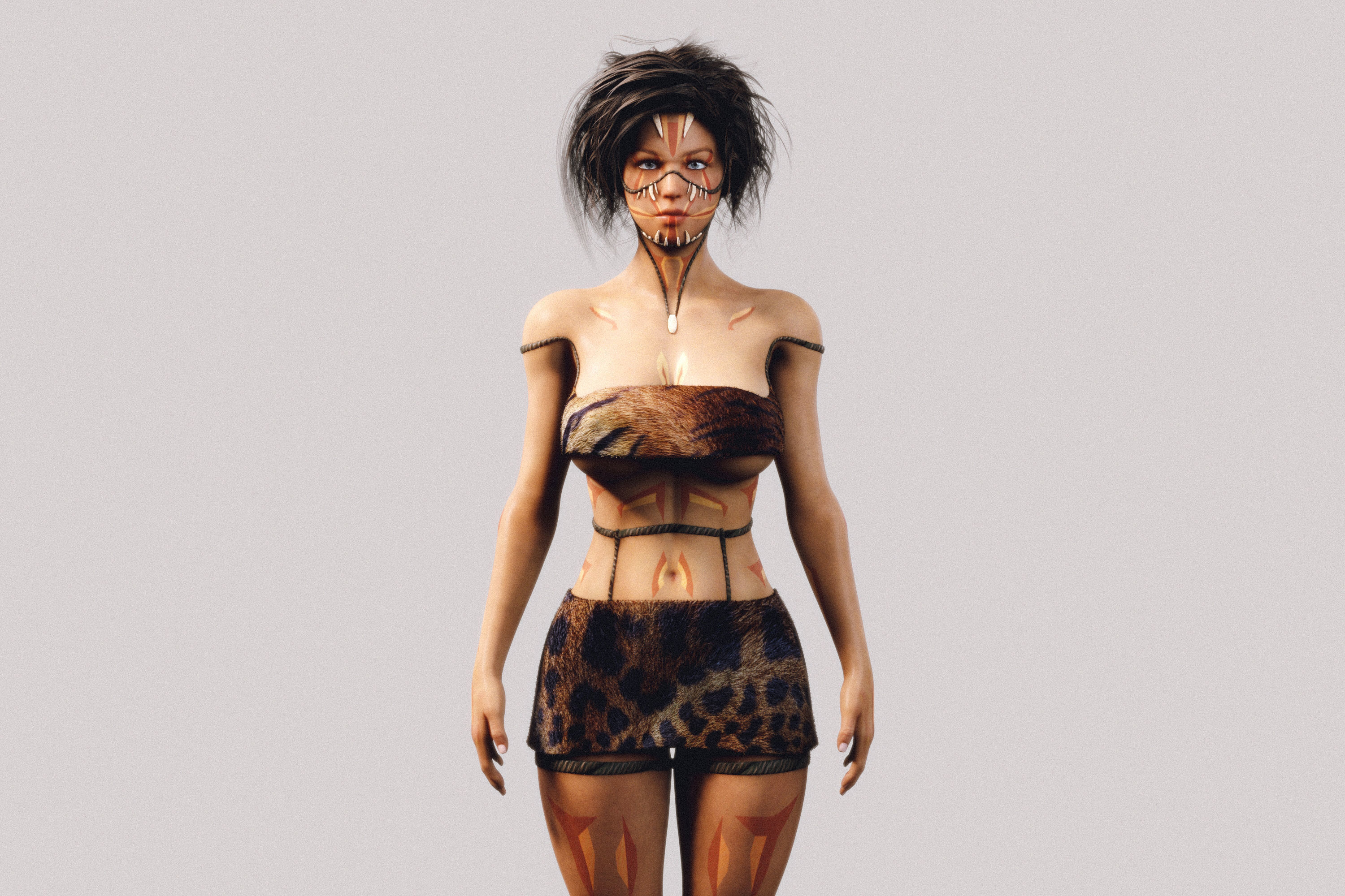 Native Indigenous Woman - Fully Rigged PBR 3D model_12