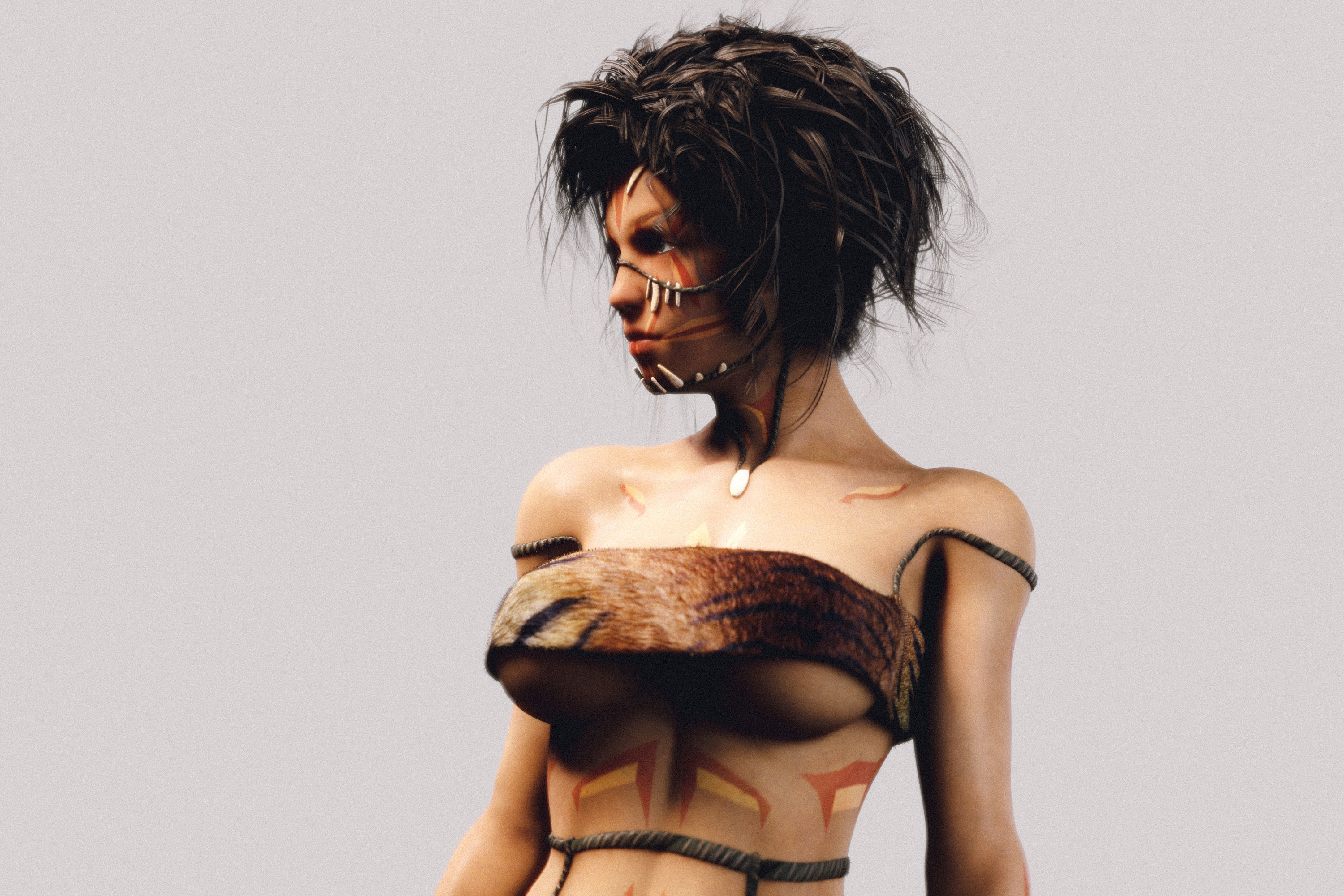 Native Indigenous Woman - Fully Rigged PBR 3D model_6