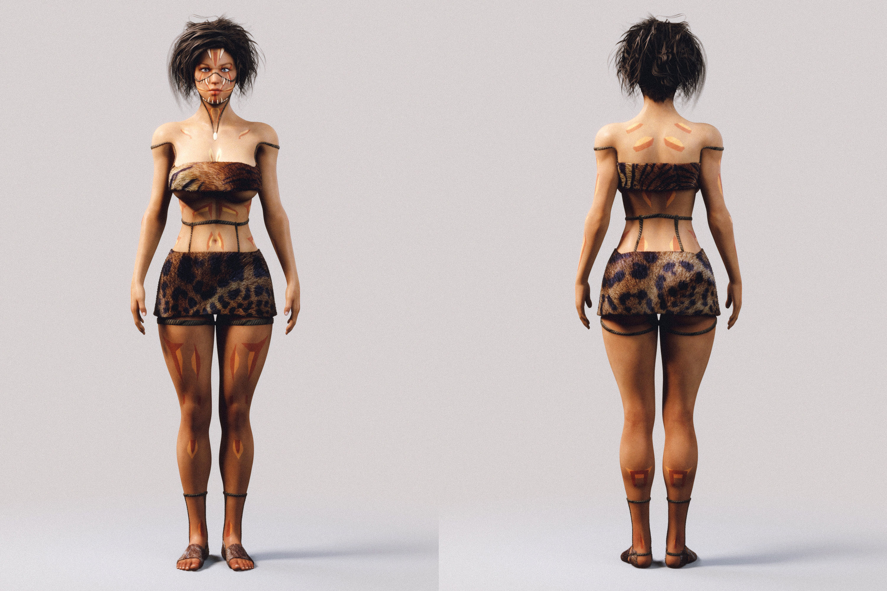 Native Indigenous Woman - Fully Rigged PBR 3D model_4