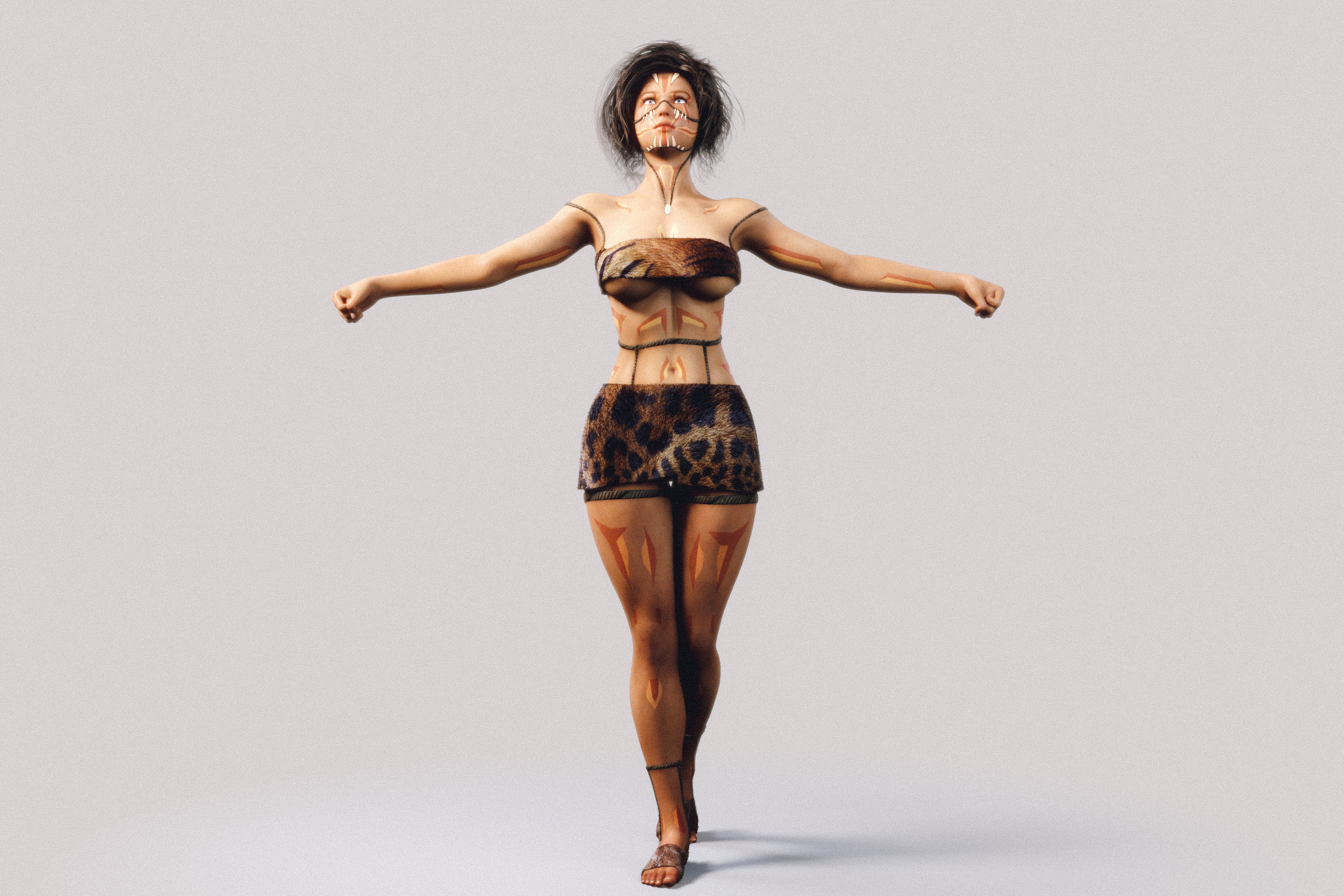 Native Indigenous Woman - Fully Rigged PBR 3D model_15