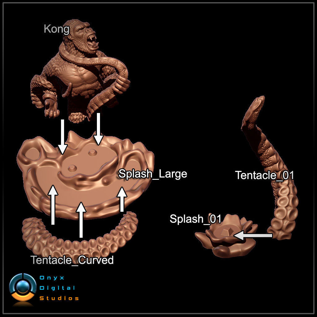 Kong Vs Giant Squid 3d printable 3D print model_9