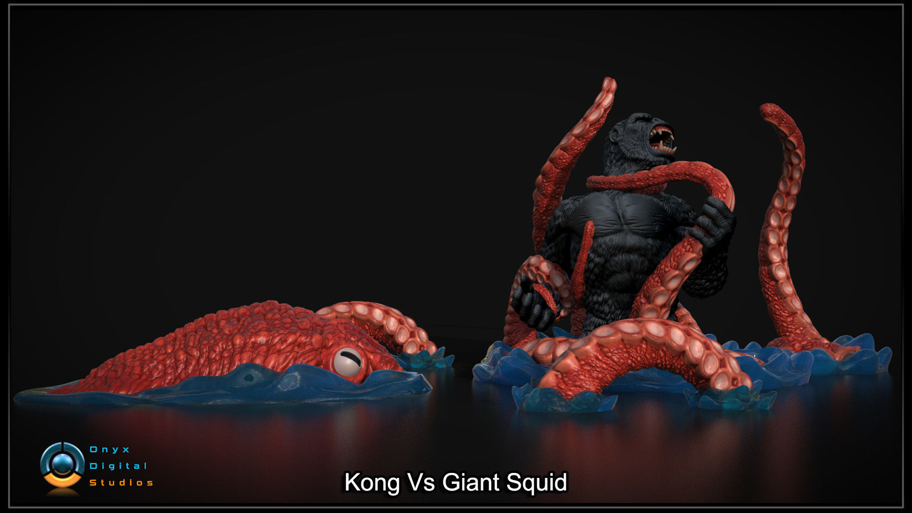 Kong Vs Giant Squid 3d printable 3D print model_1