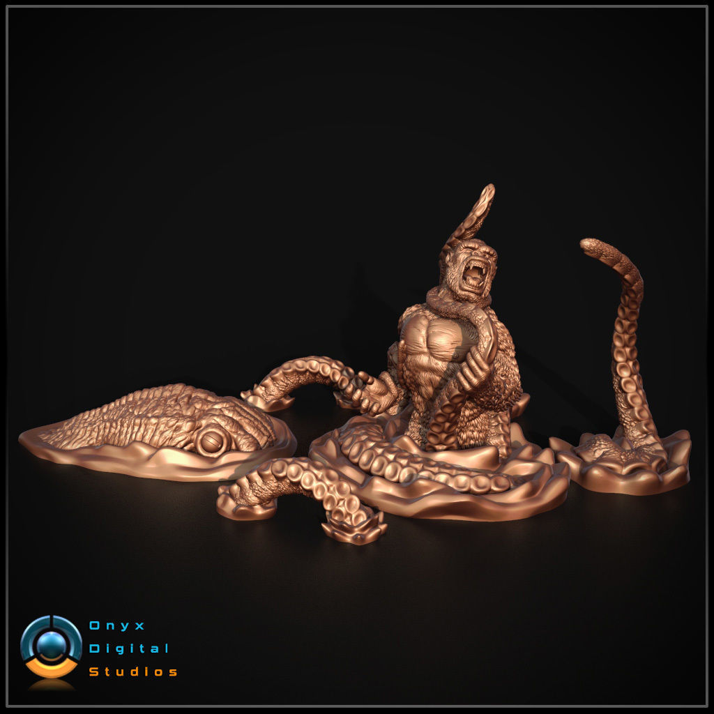 Kong Vs Giant Squid 3d printable 3D print model_2