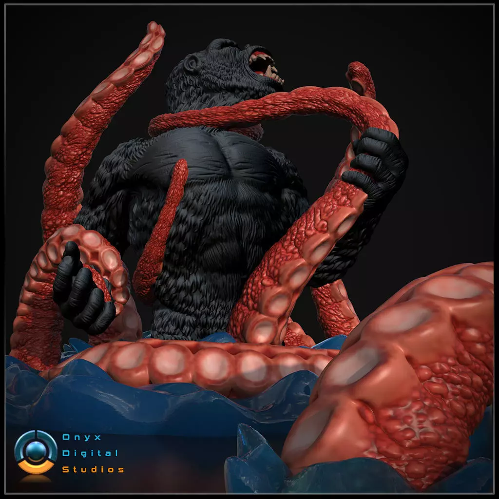 Kong Vs Giant Squid 3d printable 3D print model_0