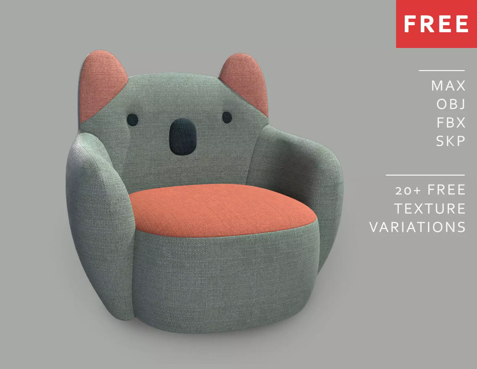 FREE Cute Little Armchair for Kid - KC002 Free 3D model
