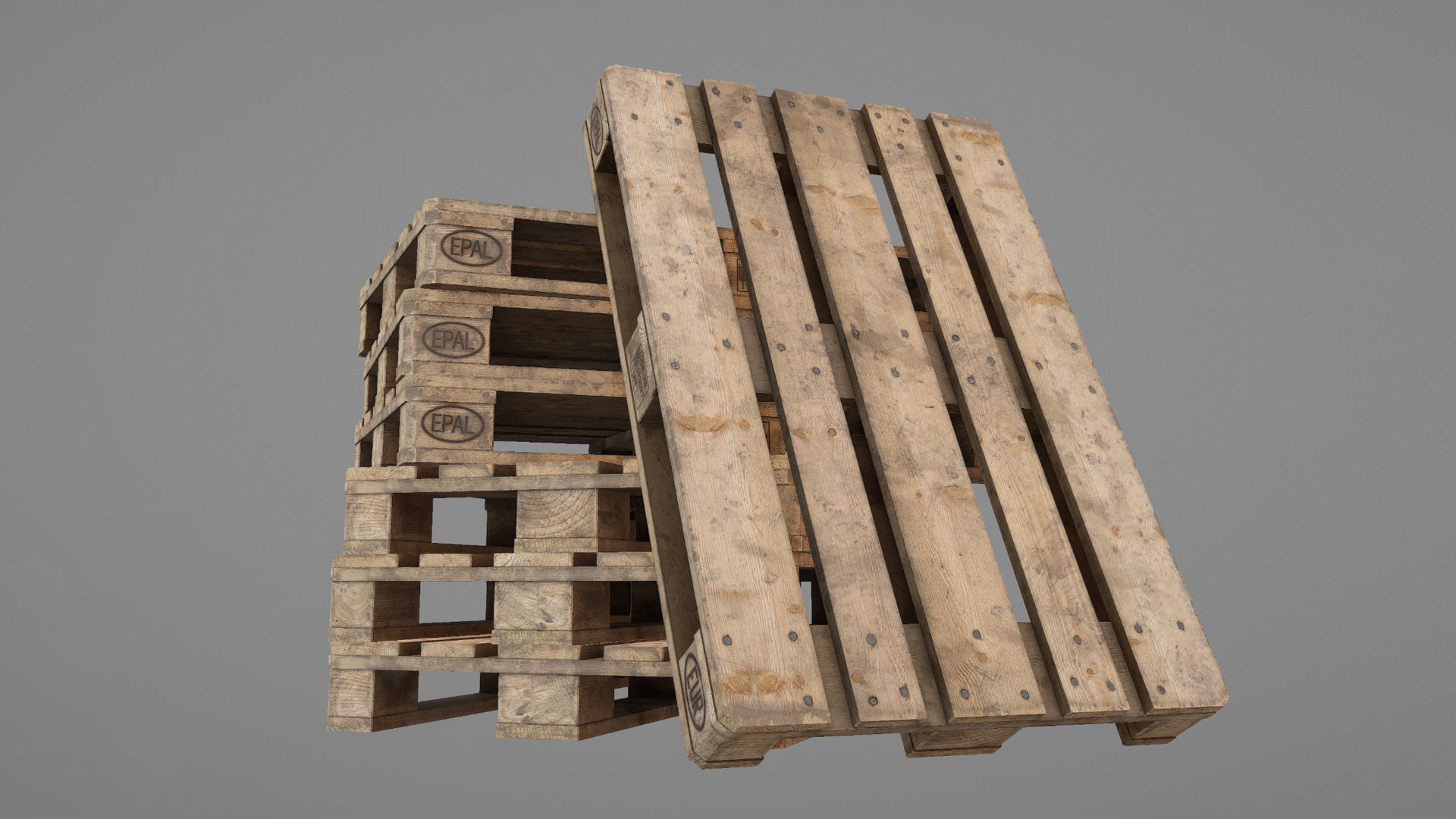 Cargo Wood Pallets Collars Cover EUR EPAL 3D Model Collection_18