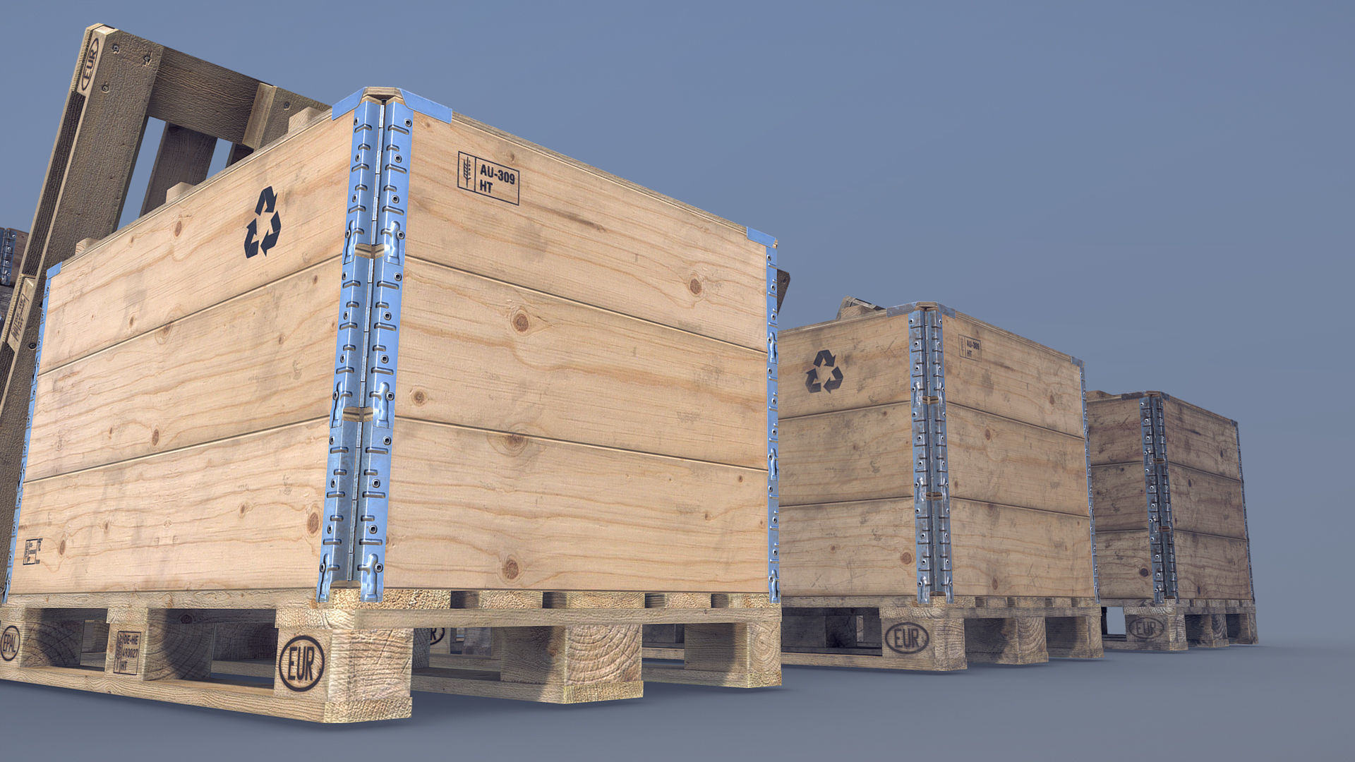 Cargo Wood Pallets Collars Cover EUR EPAL 3D Model Collection_10