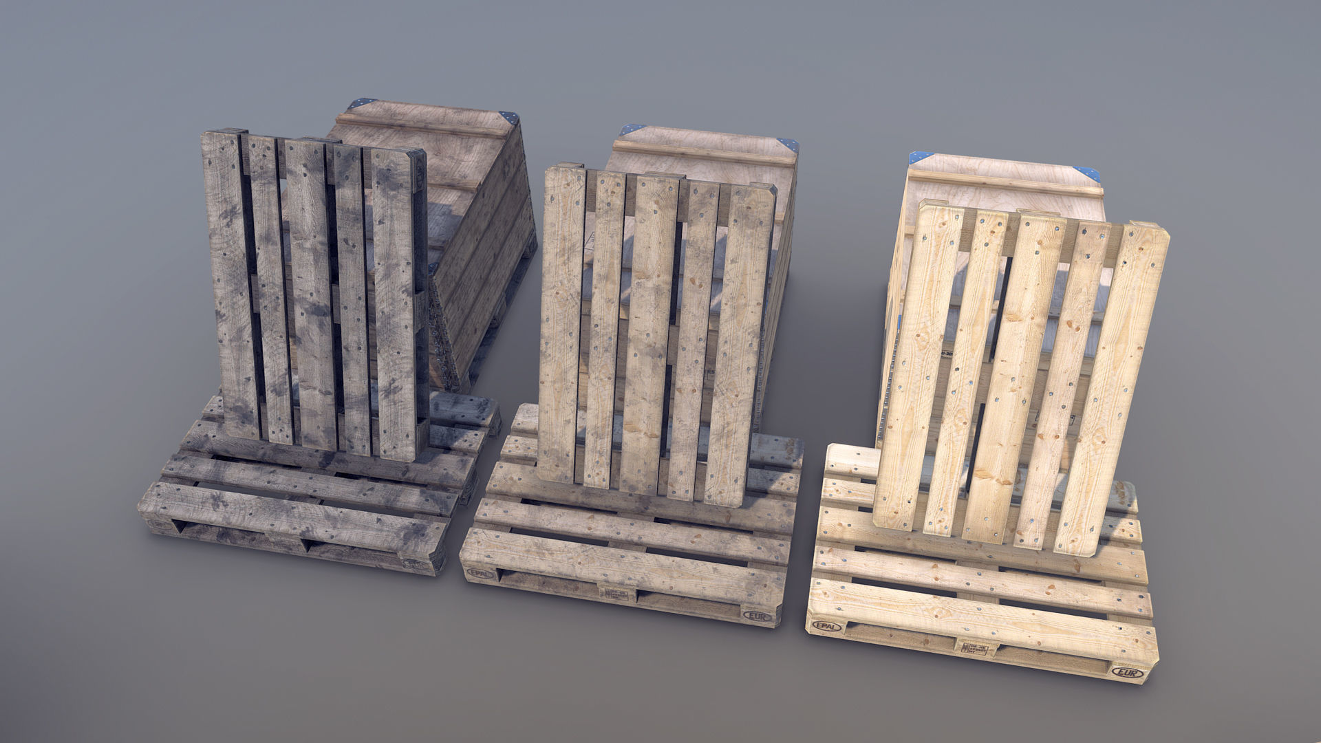 Cargo Wood Pallets Collars Cover EUR EPAL 3D Model Collection_19