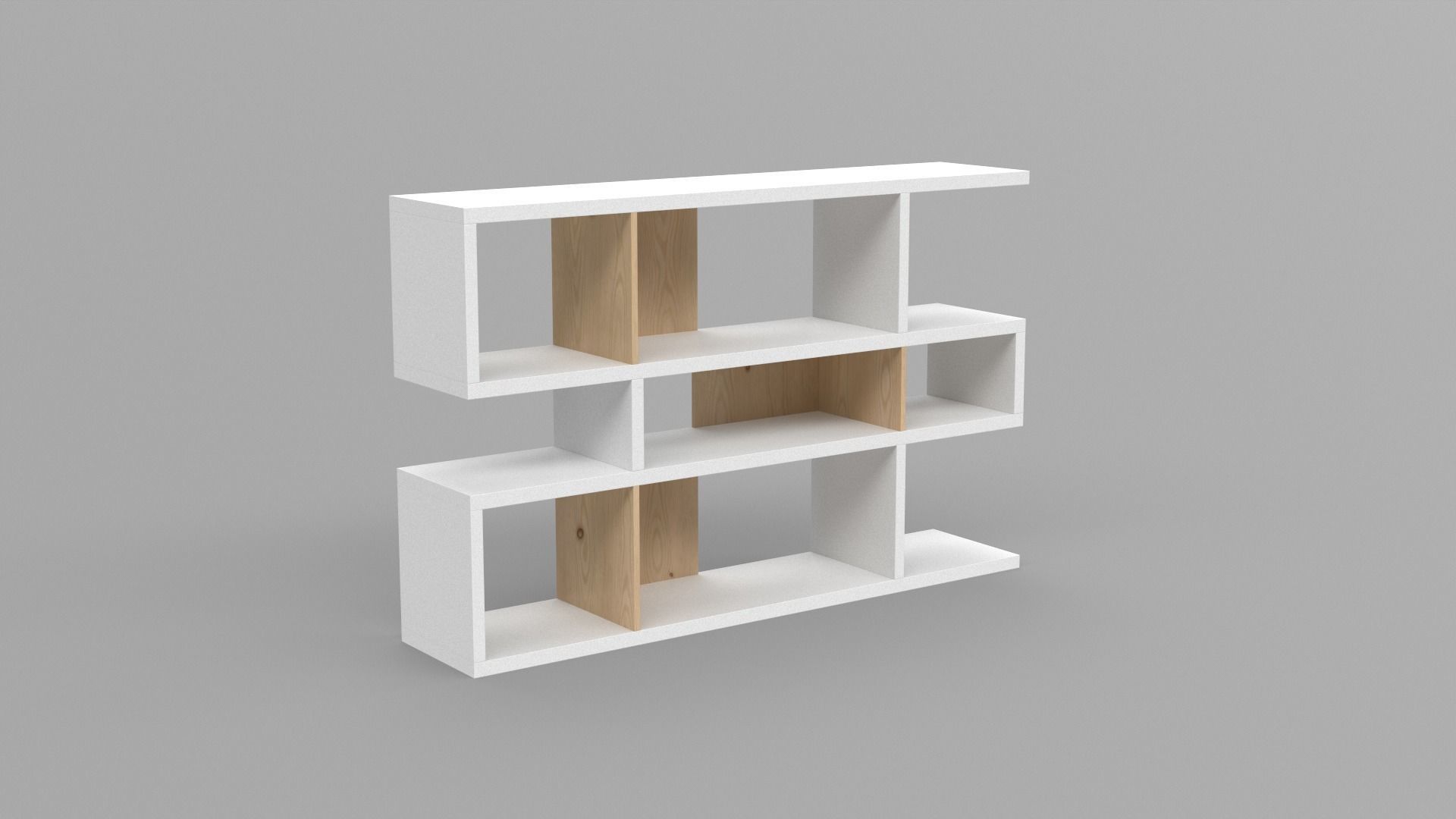 Anasia Geometric Bookcase oak Low-poly 3D model_1