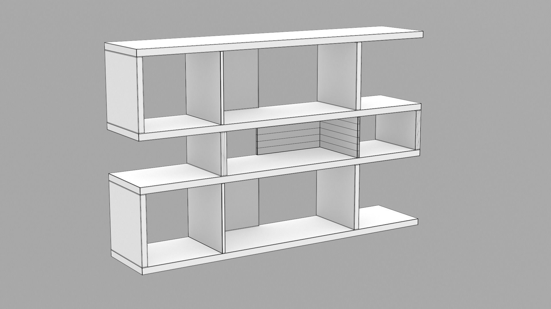 Anasia Geometric Bookcase oak Low-poly 3D model_7