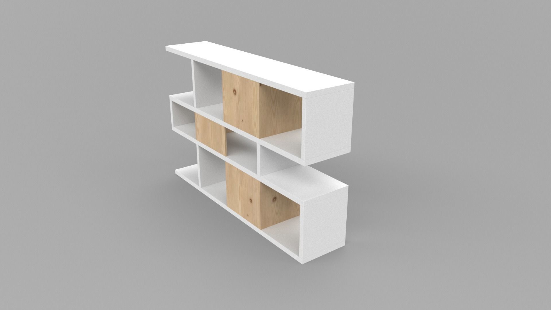 Anasia Geometric Bookcase oak Low-poly 3D model_5
