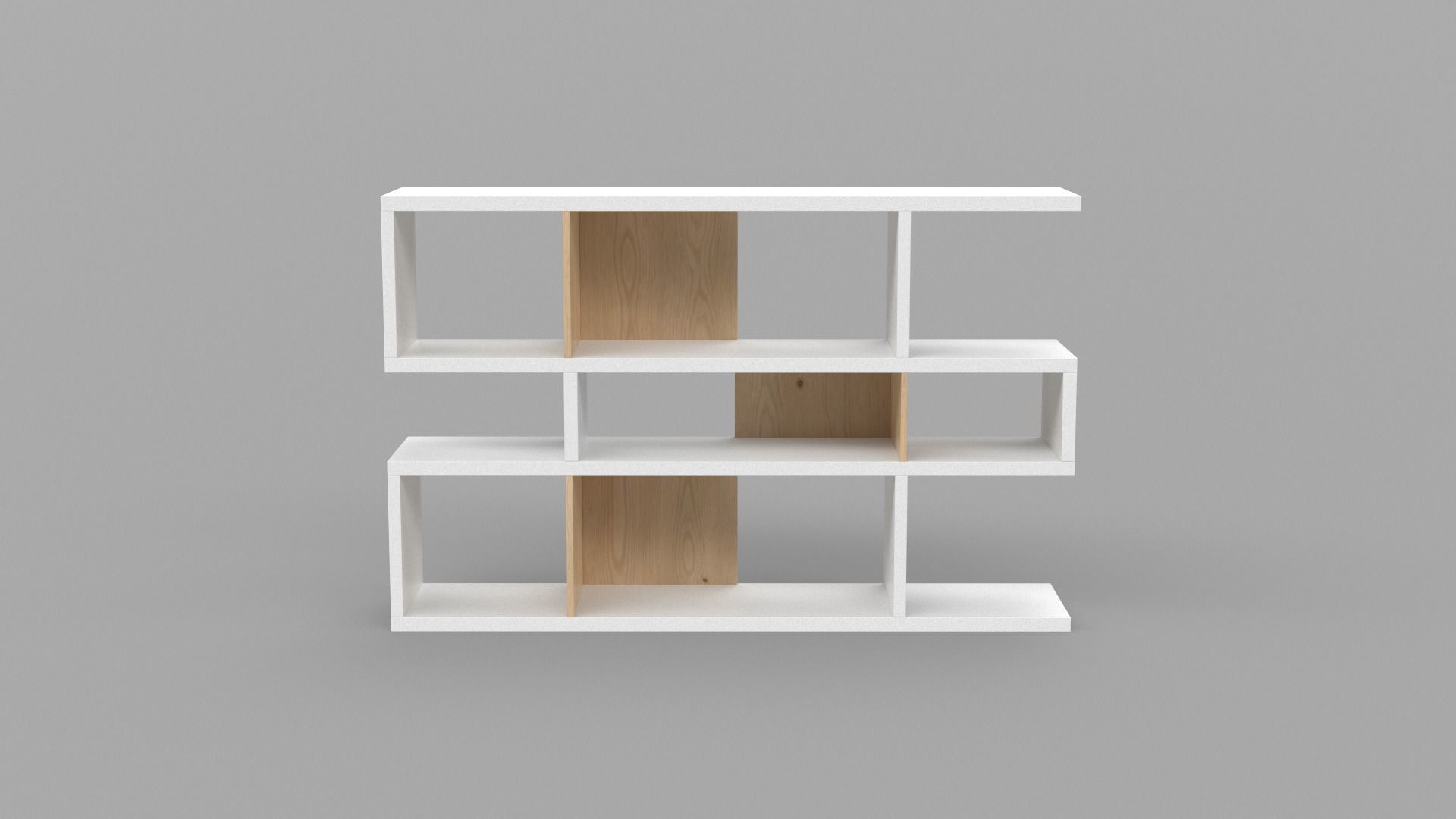 Anasia Geometric Bookcase oak Low-poly 3D model_2