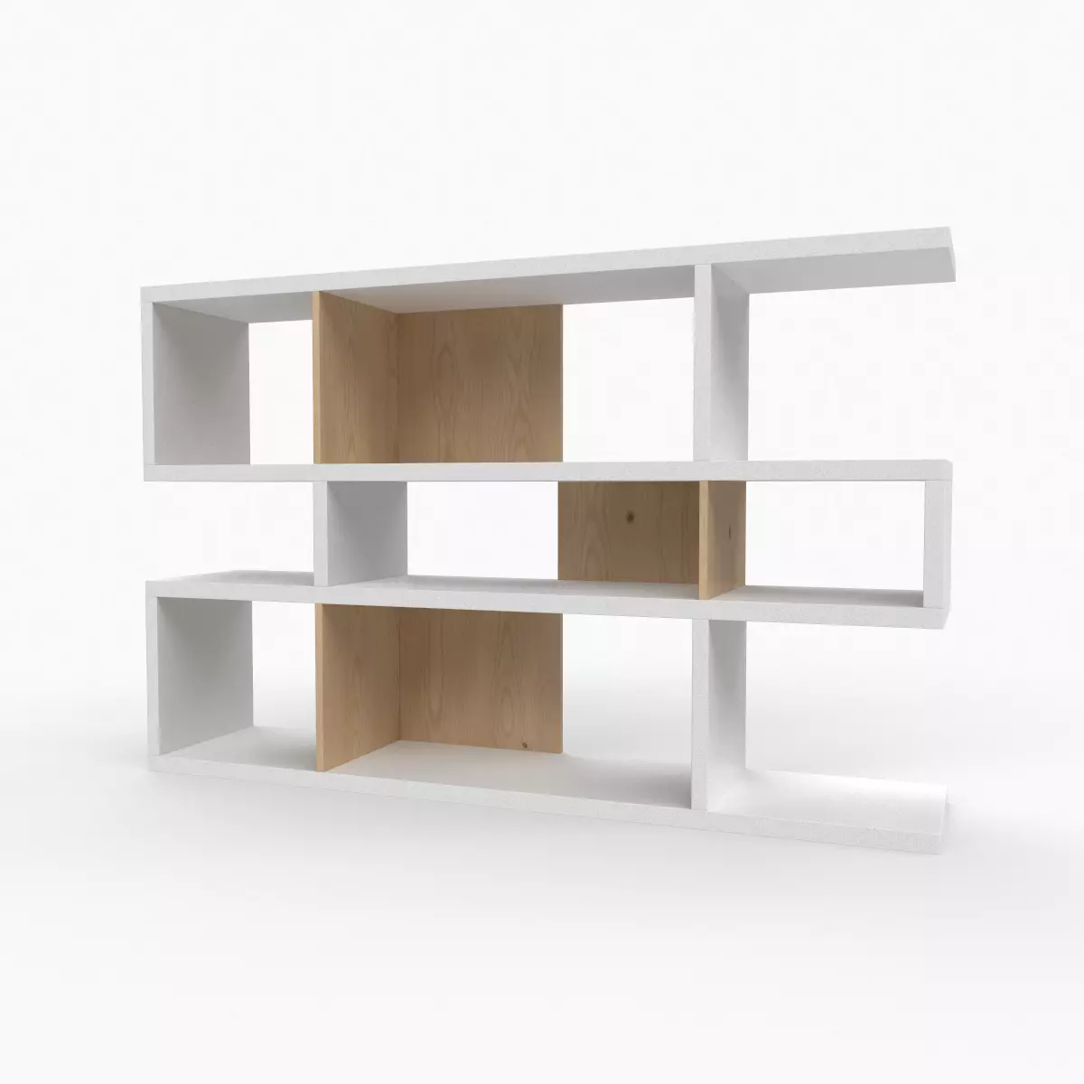 Anasia Geometric Bookcase oak Low-poly 3D model_0