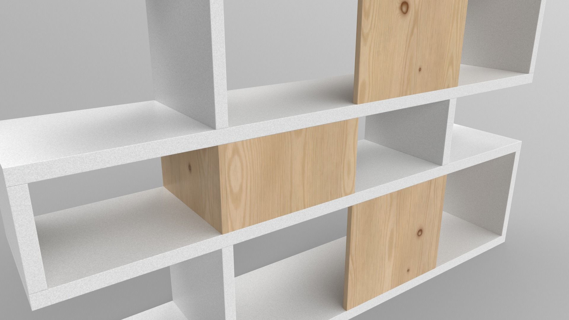 Anasia Geometric Bookcase oak Low-poly 3D model_3