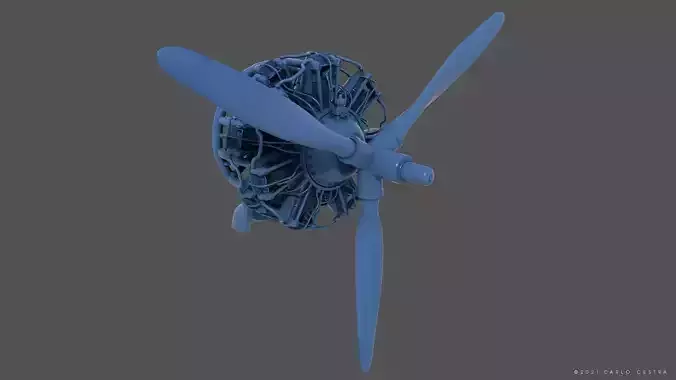 PW R1830 Radial Engine - Personal license - 1-6 scale 3D print model