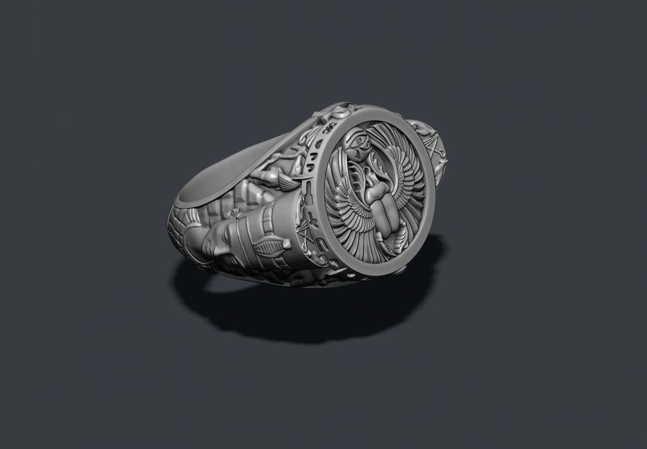 egyptian Nefertiti ring 3D print model_3