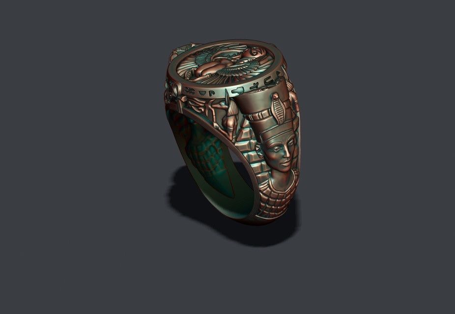 egyptian Nefertiti ring 3D print model_5
