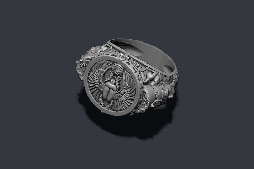 egyptian Nefertiti ring 3D print model_9