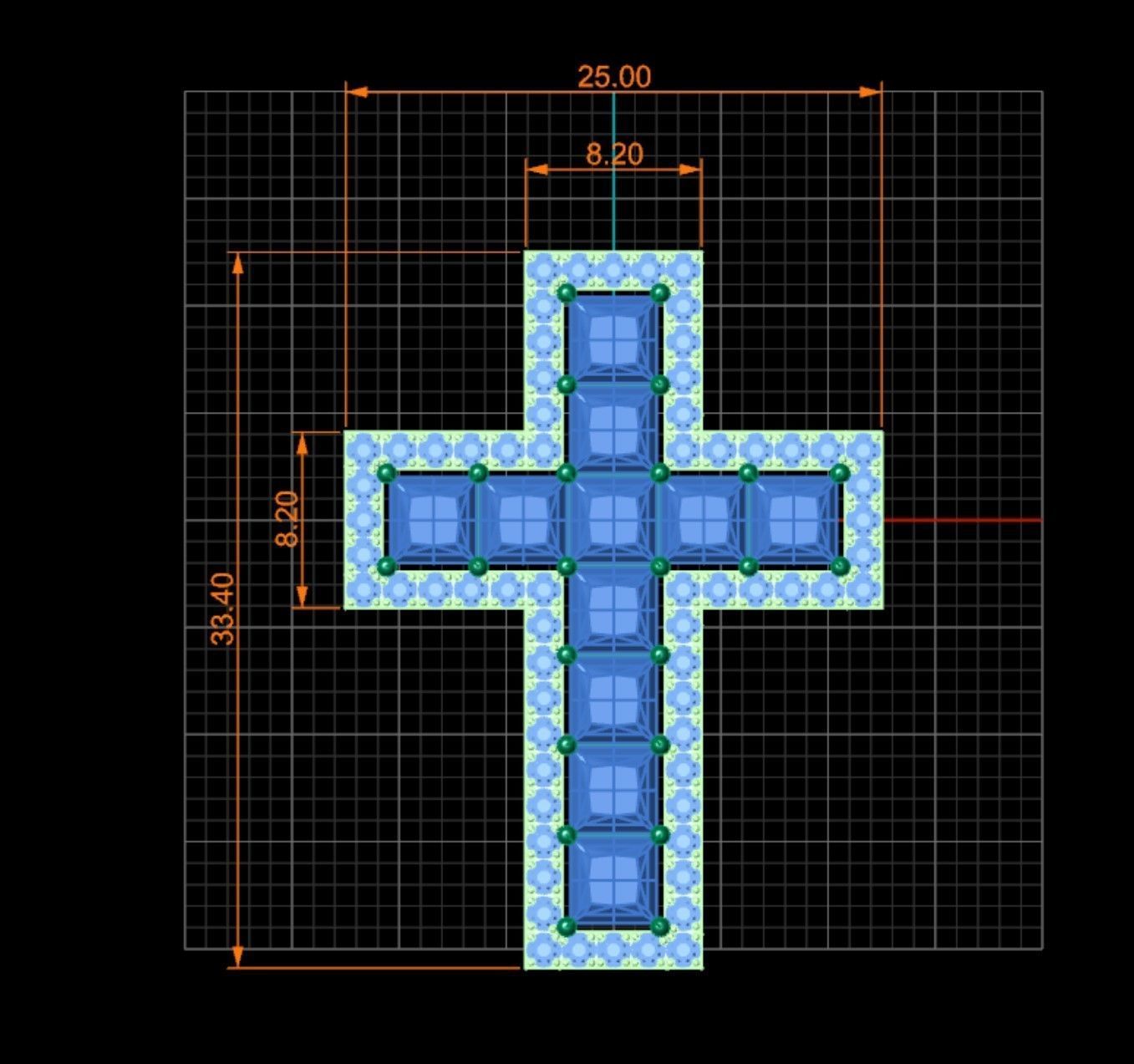 cross diamonds 3D print model_2