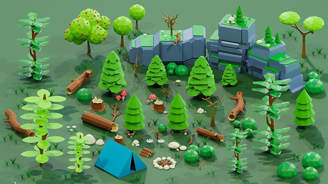 Small Natural Low Poly Pack Low-poly 3D model