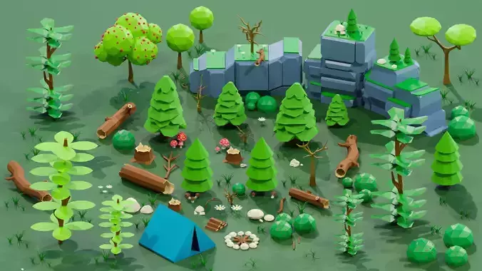 Small Natural Low Poly Pack Low-poly 3D model