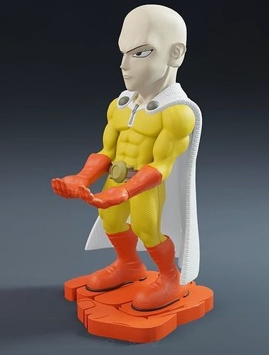 Saitama cellphone and joystick holder 3D print model