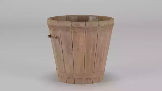 Old Wooden Bucket 30x30x28 Low-poly 3D model