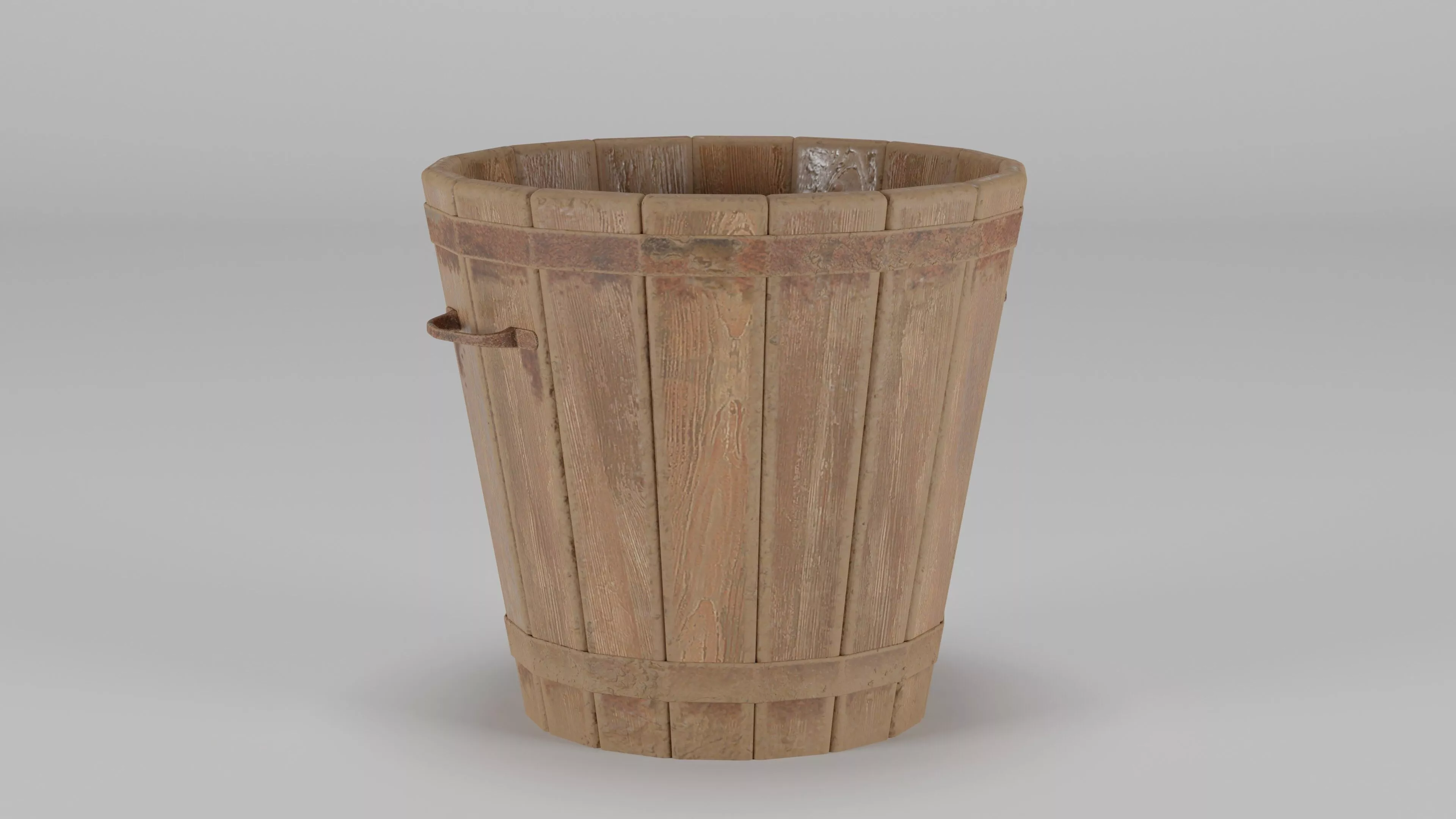 Old Wooden Bucket 30x30x28 Low-poly 3D model