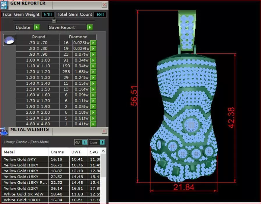 Thor Gloves Pendants Full Diamond 3D print model