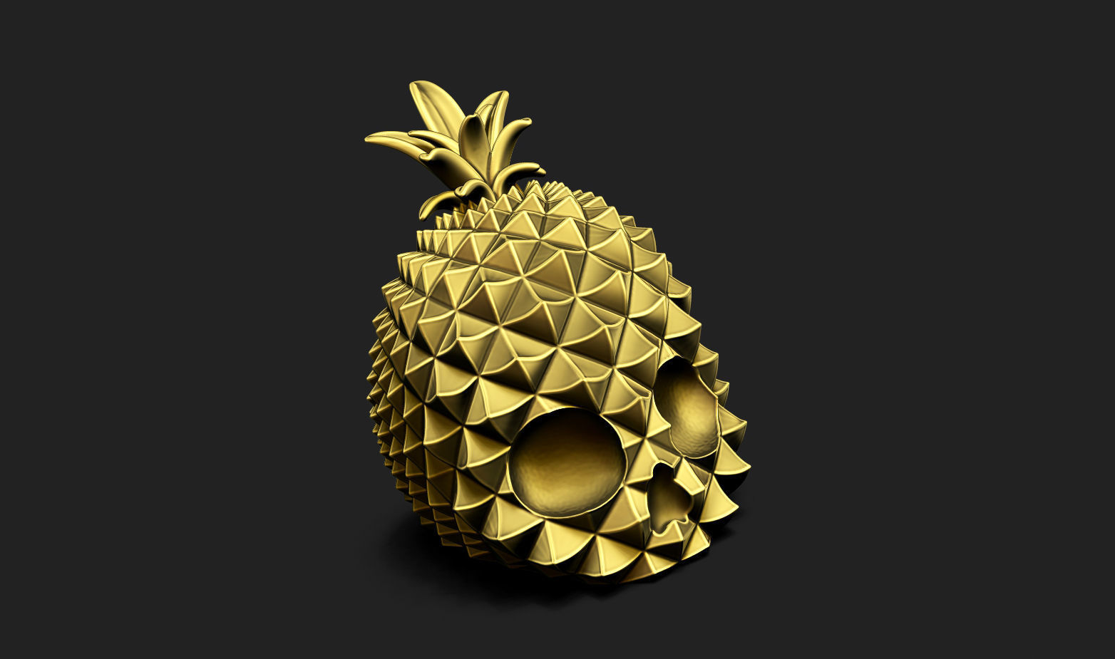 Pineapple Skull Ring 3D print model_6