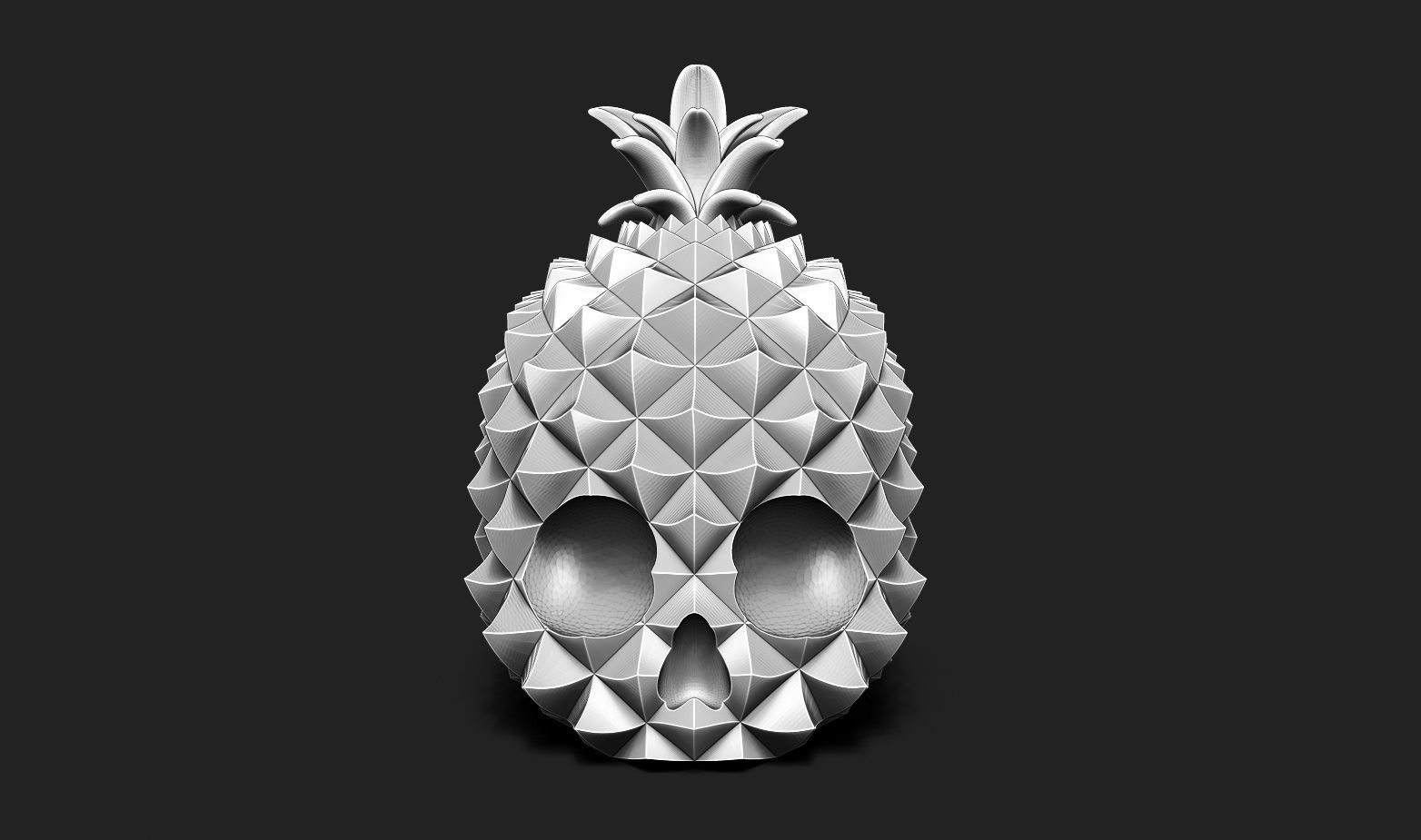 Pineapple Skull Ring 3D print model_1
