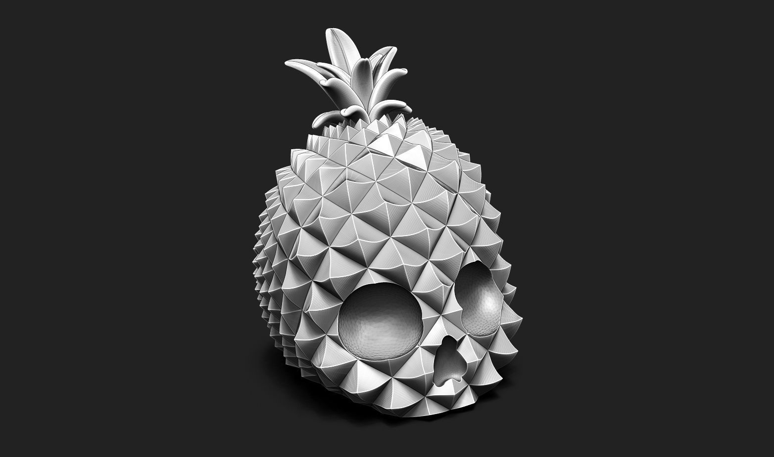 Pineapple Skull Ring 3D print model_0
