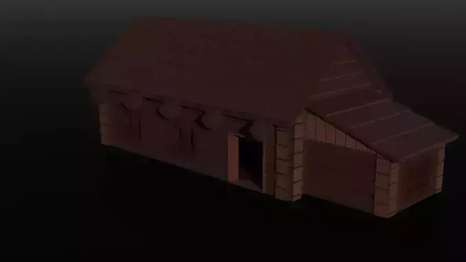 low polly wooden hous Low-poly 3D model