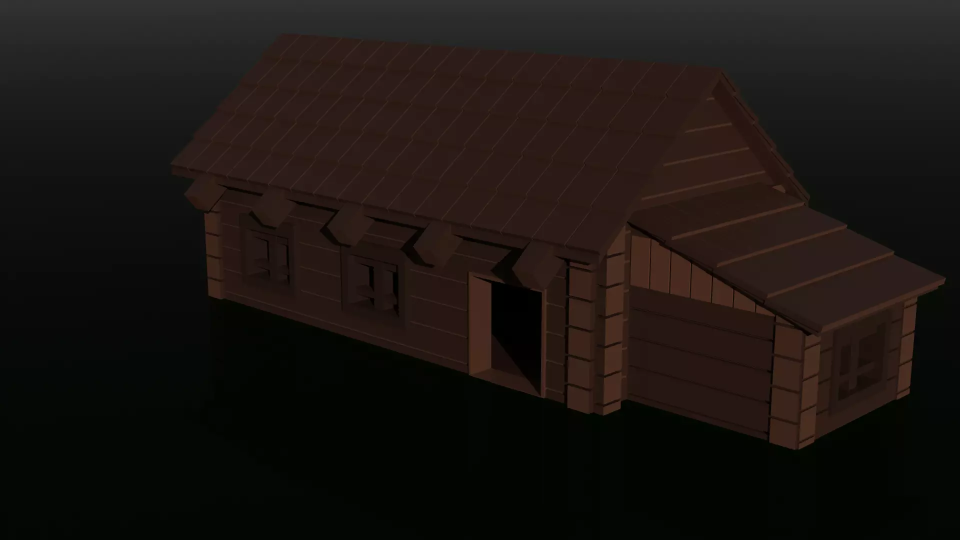 low polly wooden hous Low-poly 3D model_0